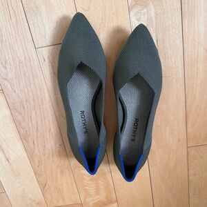Rothy's Women's Olive Green Flats with Blue Accents